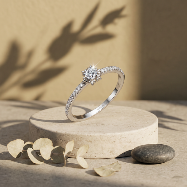 14k White Gold Canadian Diamond Snowflake Stacker Ring | 0.25cttw | Whistler Winter Keepsake