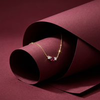 14k Yellow Gold Ruby & Canadian Diamond Three Across Pendant | Whistler Keepsake