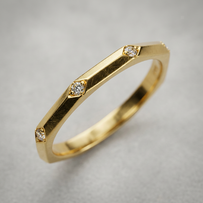 10k Yellow Gold Diamond Octagon Stacker Ring | 0.02ct | Whistler Keepsake