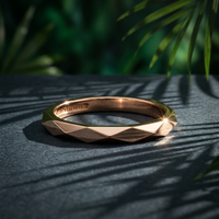 10k Rose Gold Diamond Cut Geometric Comfort Fit Stacker Ring | Whistler Keepsake