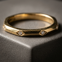 10k Yellow Gold Diamond Octagon Stacker Ring | 0.02ct | Whistler Keepsake