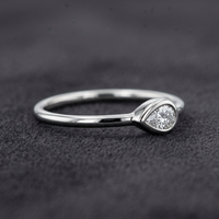 10k White Gold Pear Shape Diamond Bezel Stacker Ring | 0.10ct | Whistler Keepsake