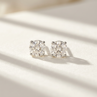 14k White Gold Canadian Diamond Solitaire Stud Earrings