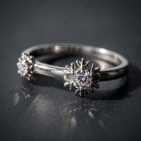 14k White Gold Canadian Diamond Double Snowflake Stacker Ring | 0.12cttw | Whistler Winter Keepsake