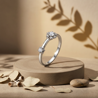 14k White Gold Canadian Diamond Double Snowflake Stacker Ring | 0.12cttw | Whistler Winter Keepsake