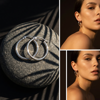 14k White Gold Tube Hoop Earrings | 15mm Small | Whistler Keepsake