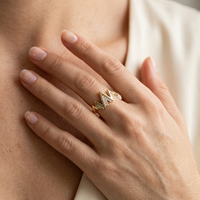 14k Yellow Gold Diamond Snow Capped Mountain Ring | Adventure & Graduation Gift