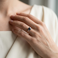 14K Rose Gold Montana Teal Sapphire & Canadian Diamond Ring