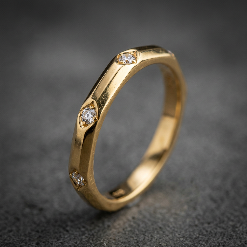 10k Yellow Gold Diamond Octagon Stacker Ring | 0.02ct | Whistler Keepsake