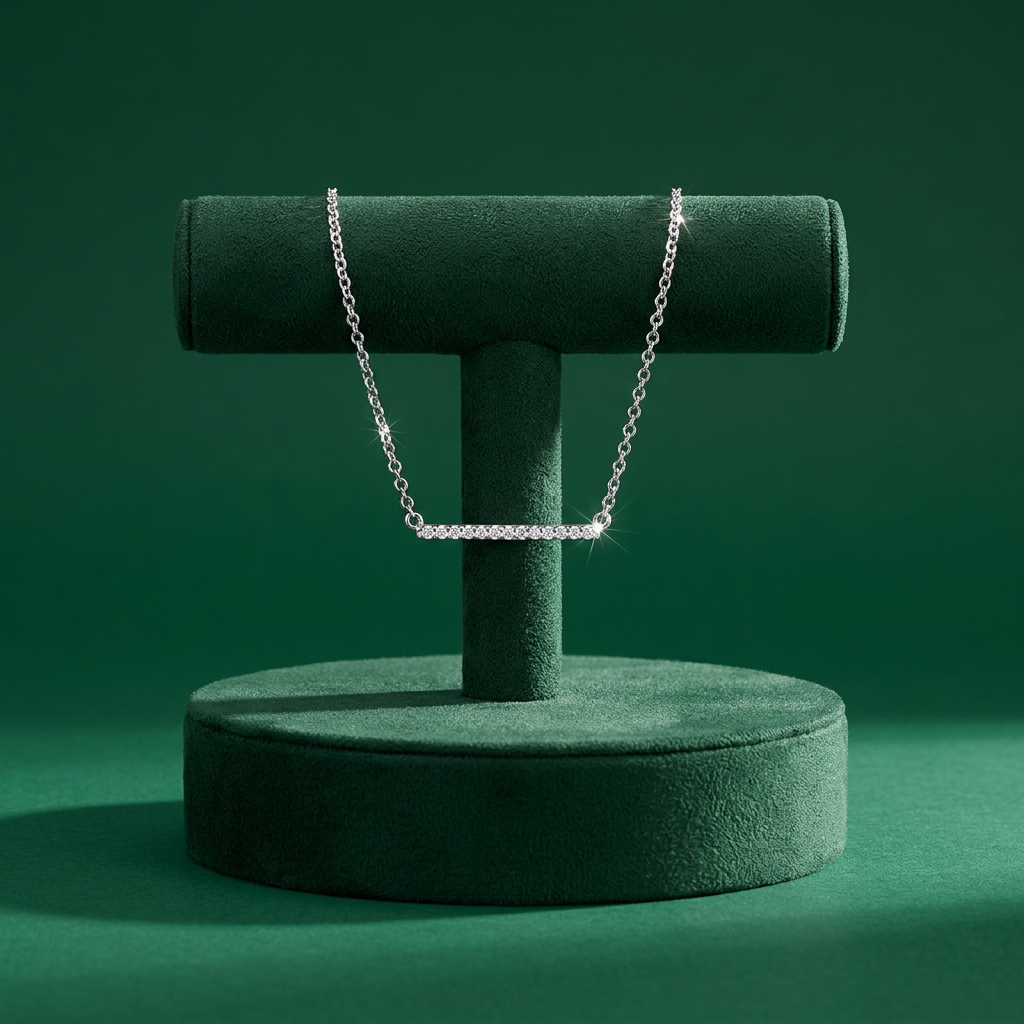 10k White Gold Diamond Horizontal Bar Pendant | 0.06ct–0.10ct | Whistler Keepsake
