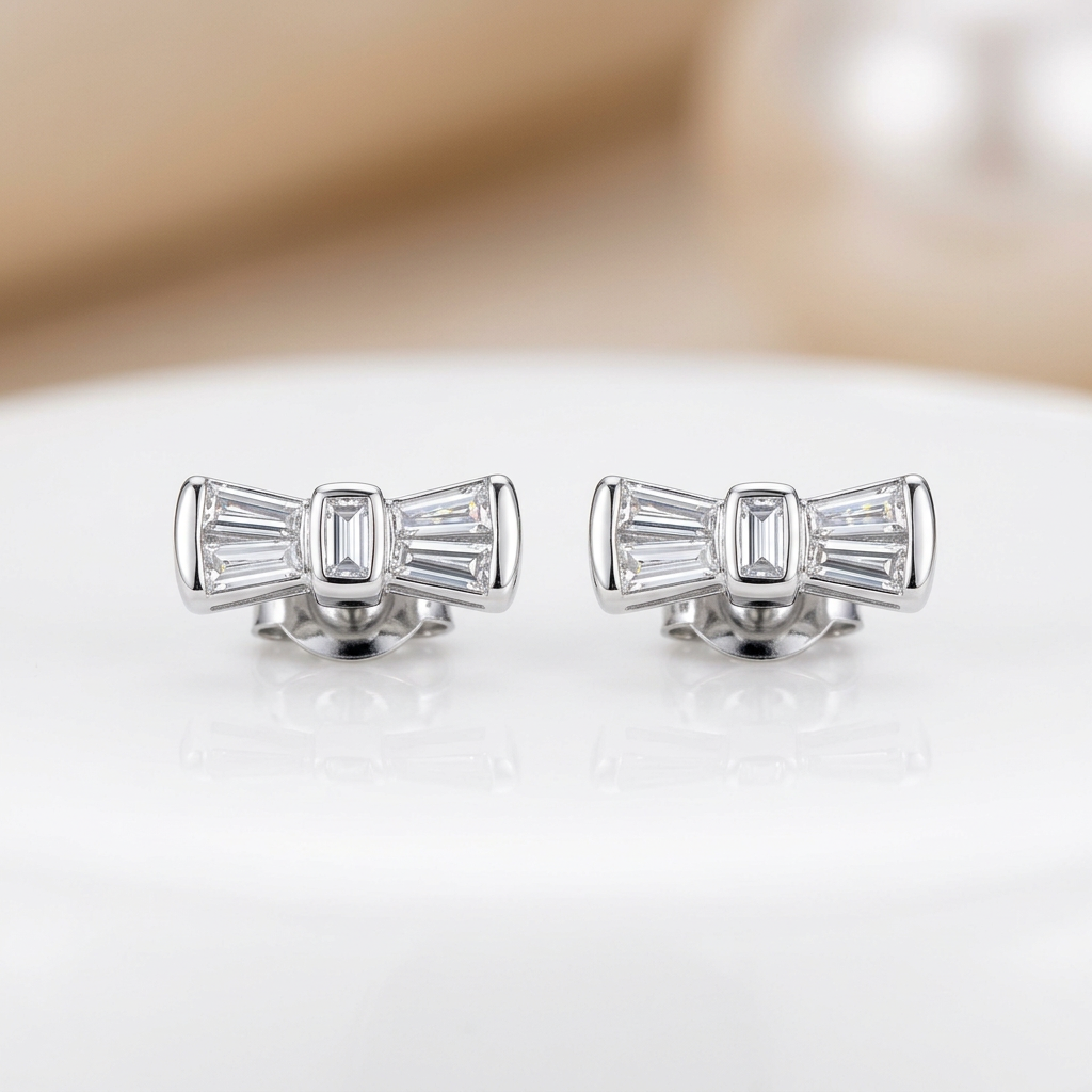 10k White Gold Diamond Bowtie Stud Earrings | 0.12ct | Whistler Keepsake