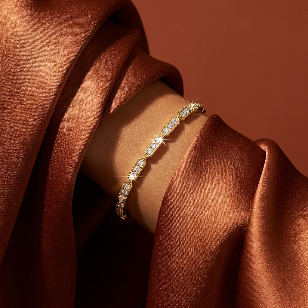 10k Yellow Gold Diamond Antique Milgrain Stacker Ring | 0.08ct | Whistler Keepsake