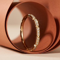 10k Yellow Gold Diamond Antique Milgrain Stacker Ring | 0.08ct | Whistler Keepsake