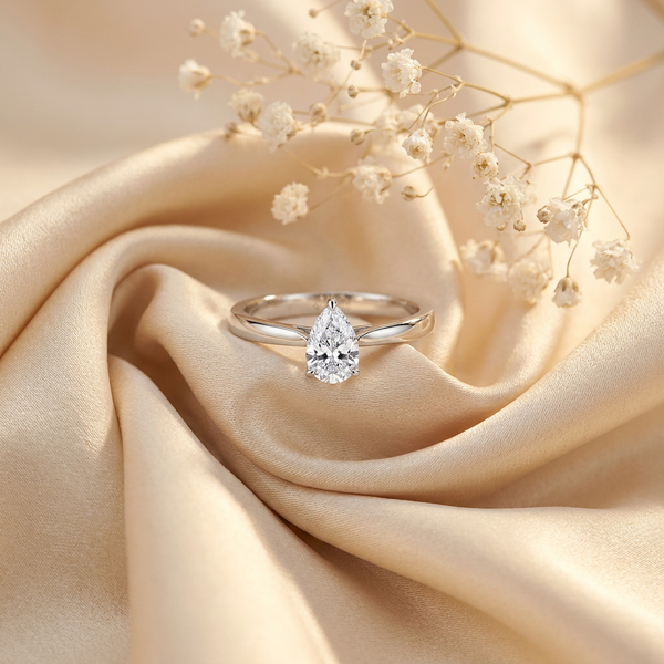 18k White Gold Canadian Diamond Pear Shape Solitaire Engagement Ring | 0.30–0.50ct | Whistler Bridal