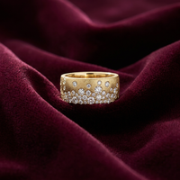 14K Yellow Gold Diamond Snowfall Stacker Ring | Luxury Anniversary Statement Band