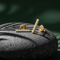 10k Yellow Gold Diamond Bar Stud Earrings | 0.14ct | Whistler Keepsake