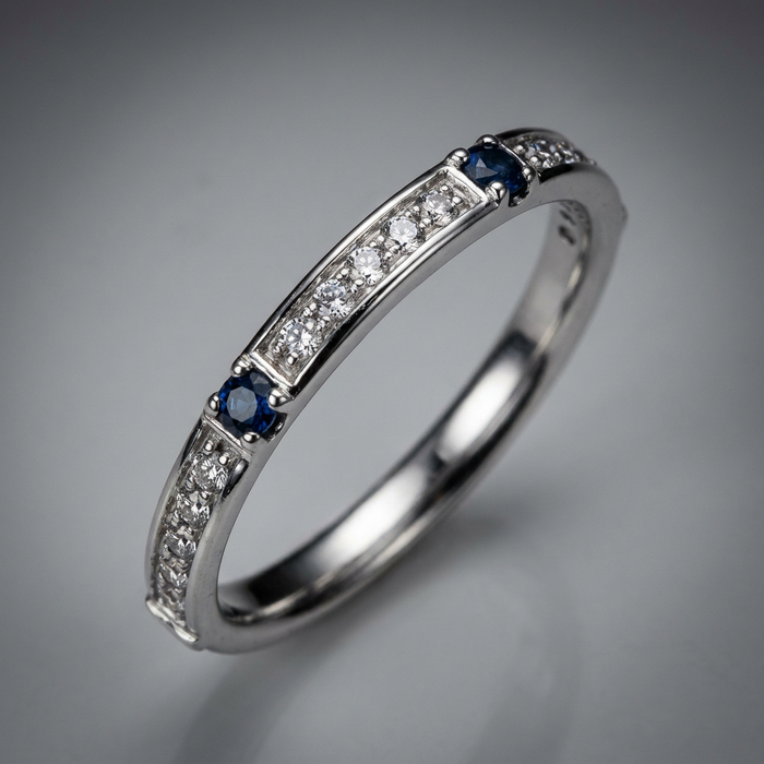 10k Gold Diamond & Blue Topaz Stacker Ring | Whistler Keepsake
