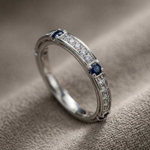 10k Gold Diamond & Blue Topaz Stacker Ring | Whistler Keepsake