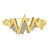 14k Yellow Gold Diamond Snow Capped Mountain Ring | Adventure & Graduation Gift