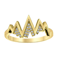 14k Yellow Gold Diamond Snow Capped Mountain Ring | Adventure & Graduation Gift