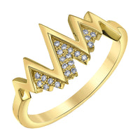 14k Yellow Gold Diamond Snow Capped Mountain Ring | Adventure & Graduation Gift