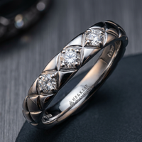 14k White Gold Canadian Diamond Quilted Stacker Ring | 0.12ct | Whistler Keepsake