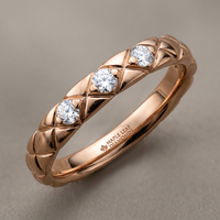 14k Rose Gold Canadian Diamond Quilted Stacker Ring | 0.12ct | Whistler Keepsake