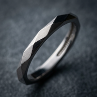 10k White Gold Diamond Cut Geometric Comfort Fit Stacker Ring | Whistler Keepsake