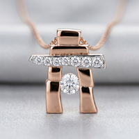 14k Rose Gold Canadian Diamond Inukshuk Pendant — 25th Anniversary