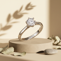 18k White Gold Canadian Diamond 6 Claw Solitaire Engagement Ring | 0.30–0.50ct | Whistler Bridal