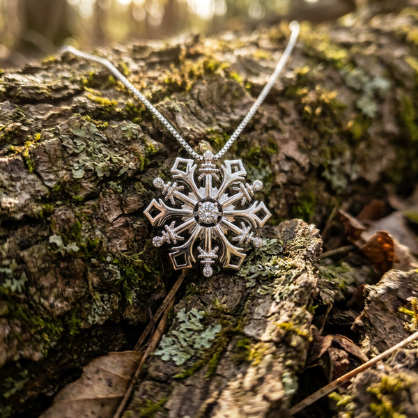 Sterling Silver Canadian Diamond Dancing Snowflake Pendant | Whistler Winter Keepsake