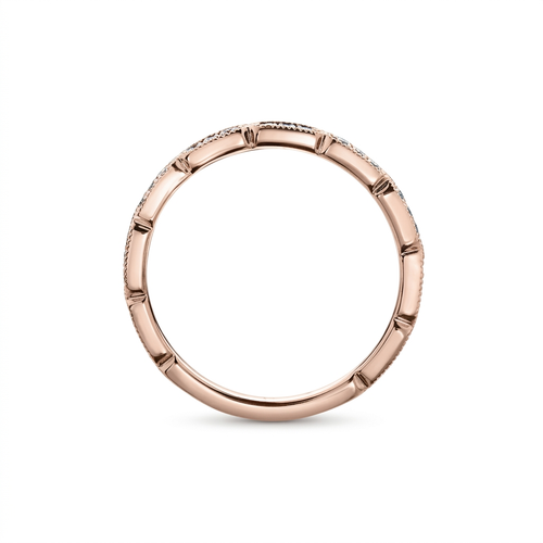 10k Rose Gold Diamond Antique Milgrain Stacker Ring | 0.08ct | Whistler Keepsake