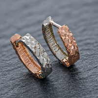 14k Rose & White Gold Diamond Cut Reversible Huggie Earrings | Whistler Keepsake