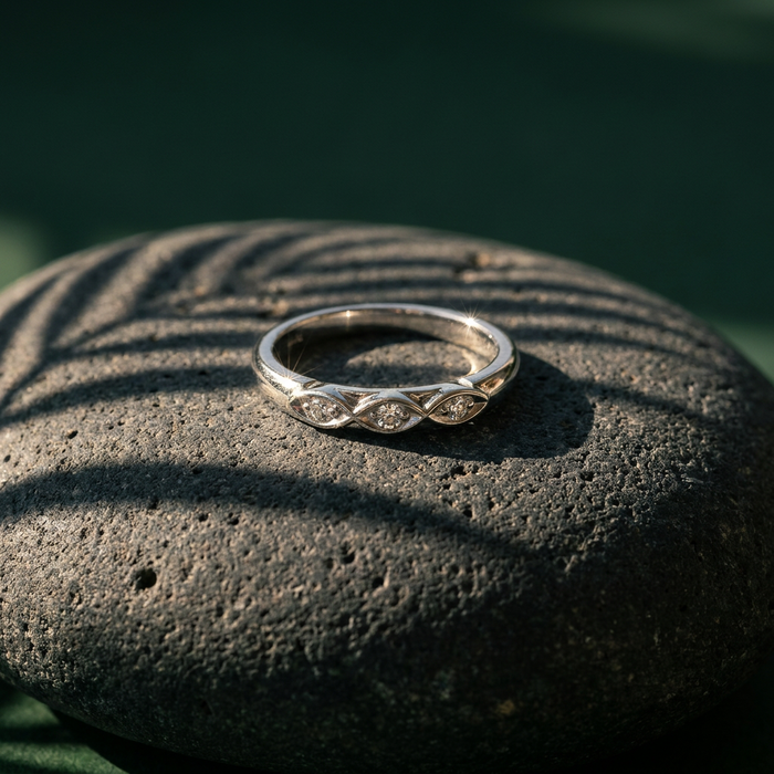 10k Gold Diamond 3 Across Stacker Ring | Whistler Keepsake
