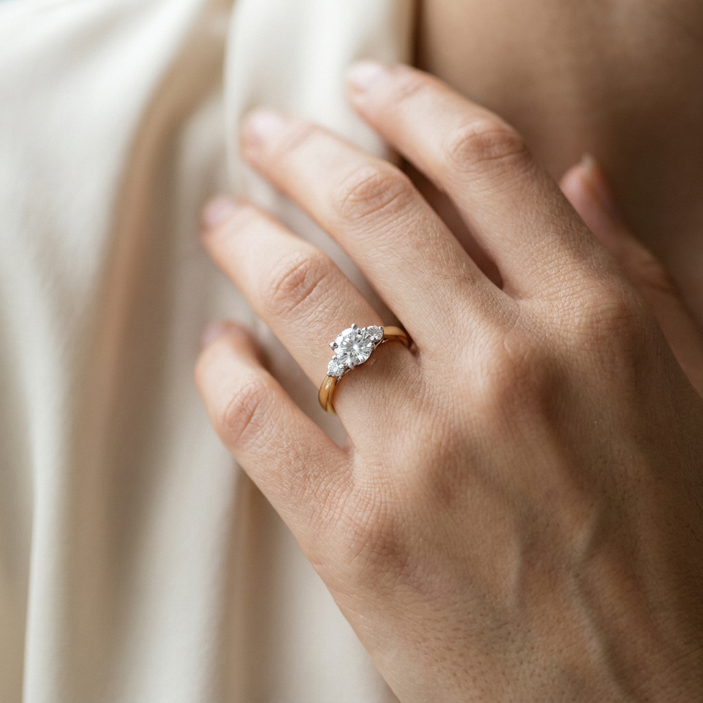18k Canadian Diamond 3 Across Engagement Ring | Whistler Luxury Bridal