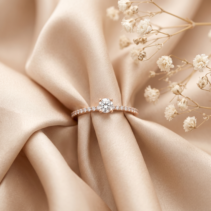 10k Rose Gold Canadian Diamond Halo Solitaire Engagement Ring | 0.19ct | Whistler Bridal