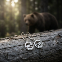 14k White Gold Diamond Jeanie Bear Earrings | Canadian Gold & Diamond Edition