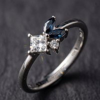 14k White Gold Blue Sapphire & Canadian Diamond Shooting Star Ring | Whistler Keepsake