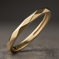 10k Yellow Gold Diamond Cut Geometric Comfort Fit Stacker Ring | Whistler Keepsake