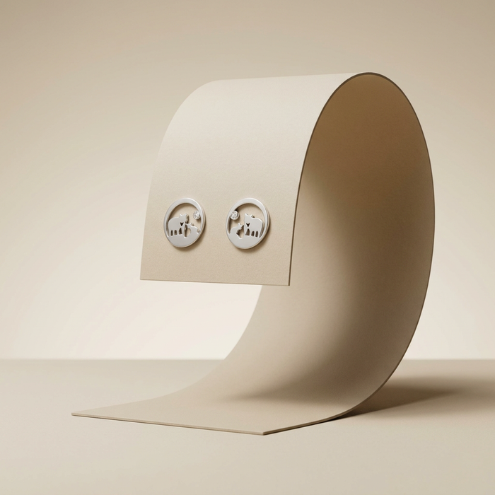14k White Gold Canadian Diamond Jeanie Bear Stud Earrings | Ethical Luxury Keepsake
