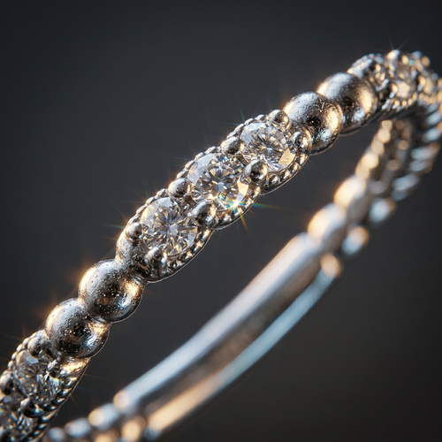 10k White Gold Diamond Antique Beaded Stacker Ring | 0.20ct | Whistler Keepsake
