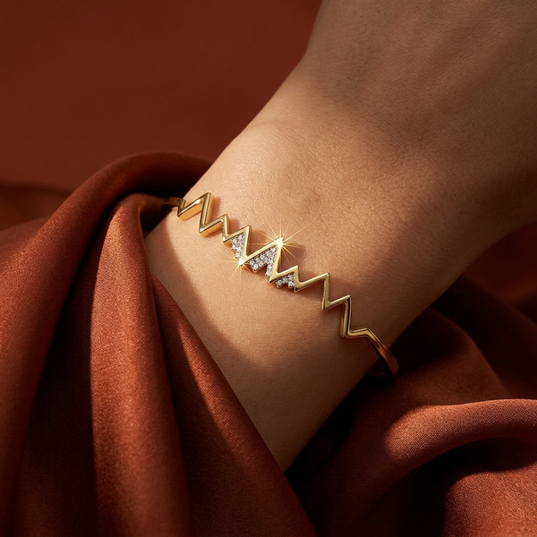 14k Yellow Gold Diamond Mountain Bangle | Luxury Whistler Gift