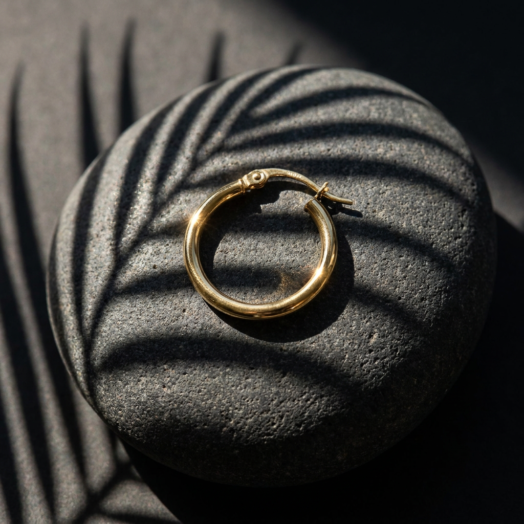 14k Yellow Gold Tube Hoop Earrings | 15mm Small | Whistler Keepsake