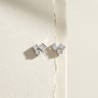 10k White Gold Canadian Diamond Princess Cut Cluster Stud Earrings | 0.24ct | Whistler Keepsake