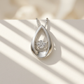 14k White Gold Canadian Diamond Northern Dancer Tear Drop Pendant | 0.51ct | Whistler Keepsake
