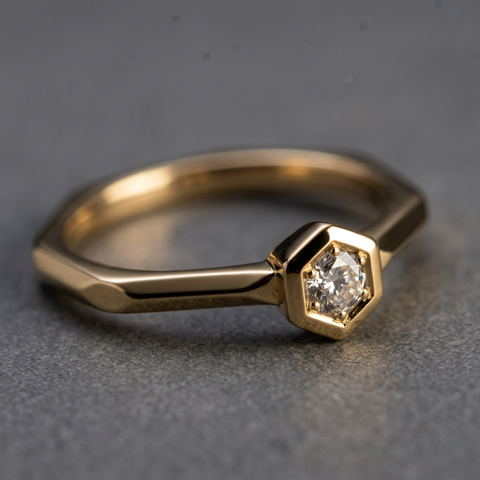 10k Yellow Gold Diamond Honeycomb Stacker Ring | 0.05ct | Whistler Keepsake
