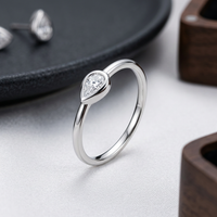 10k White Gold Pear Shape Diamond Bezel Stacker Ring | 0.10ct | Whistler Keepsake