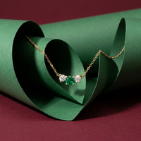 14k Yellow Gold Emerald & Canadian Diamond Three Across Pendant | Whistler Keepsake