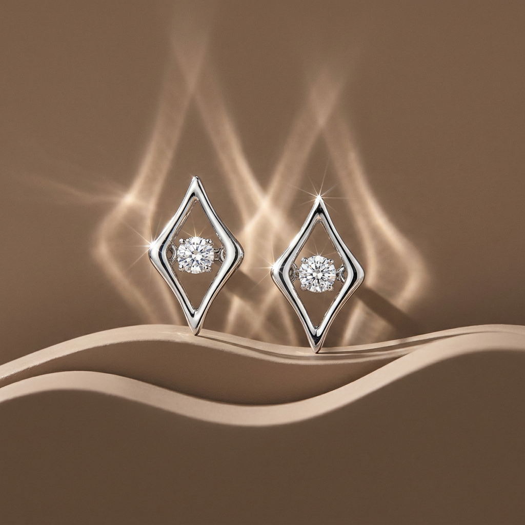 10k Canadian Gold Diamond Marquise Dancing Diamond Stud Earrings | 0.04ct | Whistler Keepsake