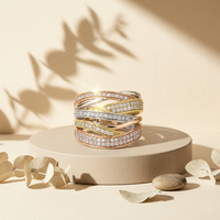 14k Tri-Colour Canadian Gold Diamond Multi-Wave Dinner Ring | 1.00ct | Whistler Statement Ring